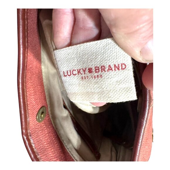 Lucky Brand Aztec Canvas Crossbody Bag Red & Gold Southwest Purse Pocketbook - Picture 6 of 14